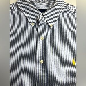 Polo Ralph Lauren Classic Fit Oxford XL Button Front Shirt Blue Seersucker